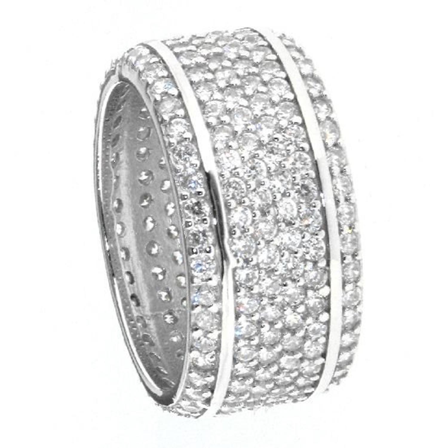 Ring mit 53 weißen Zirkonia in 3 Reihen 925 Silber rhodiniert Fingerschmuck