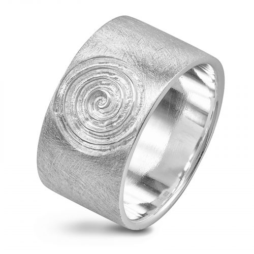Silber Band Ring mit Spirale in matt gebürstet, eiskratz